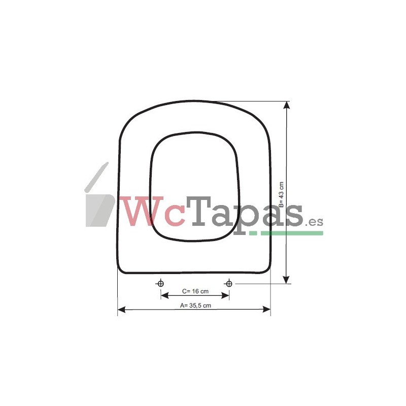 Asiento tapa wc adaptable para el modelo Dama N-compacto de Roca.