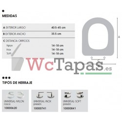 Tapa inodoro UNIVERSAL DUROPLAST Recto.