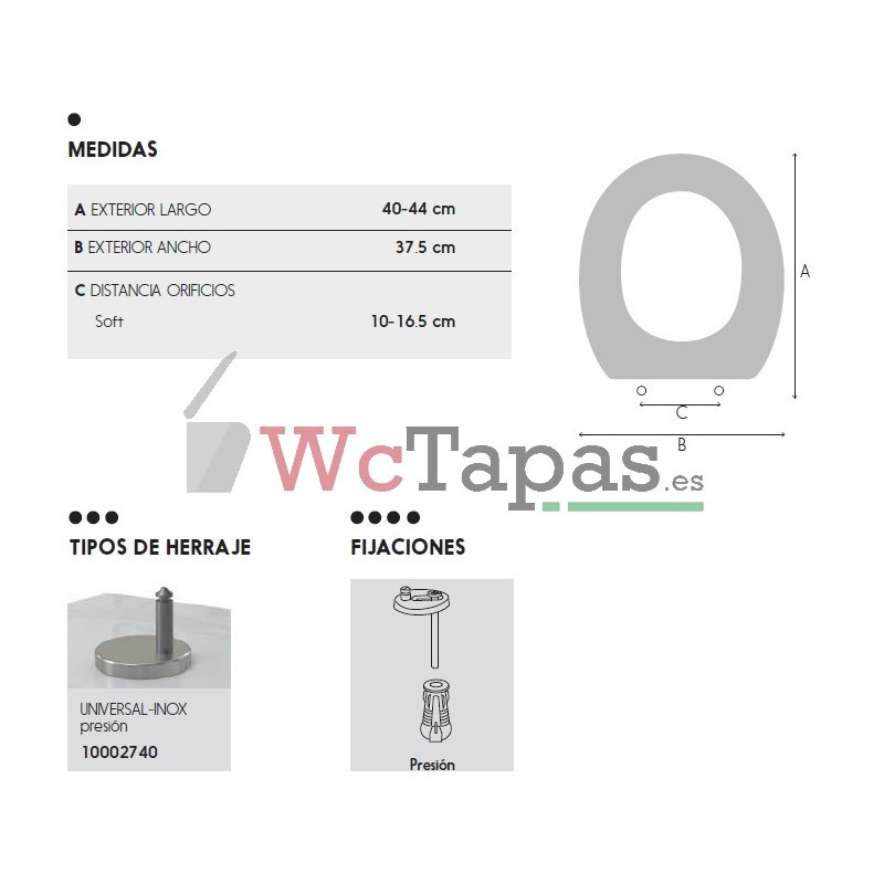 TAPA WC UNIVERSAL ADAPTABLE EN DUROPLAST. COMPRUEBA TU MODELO